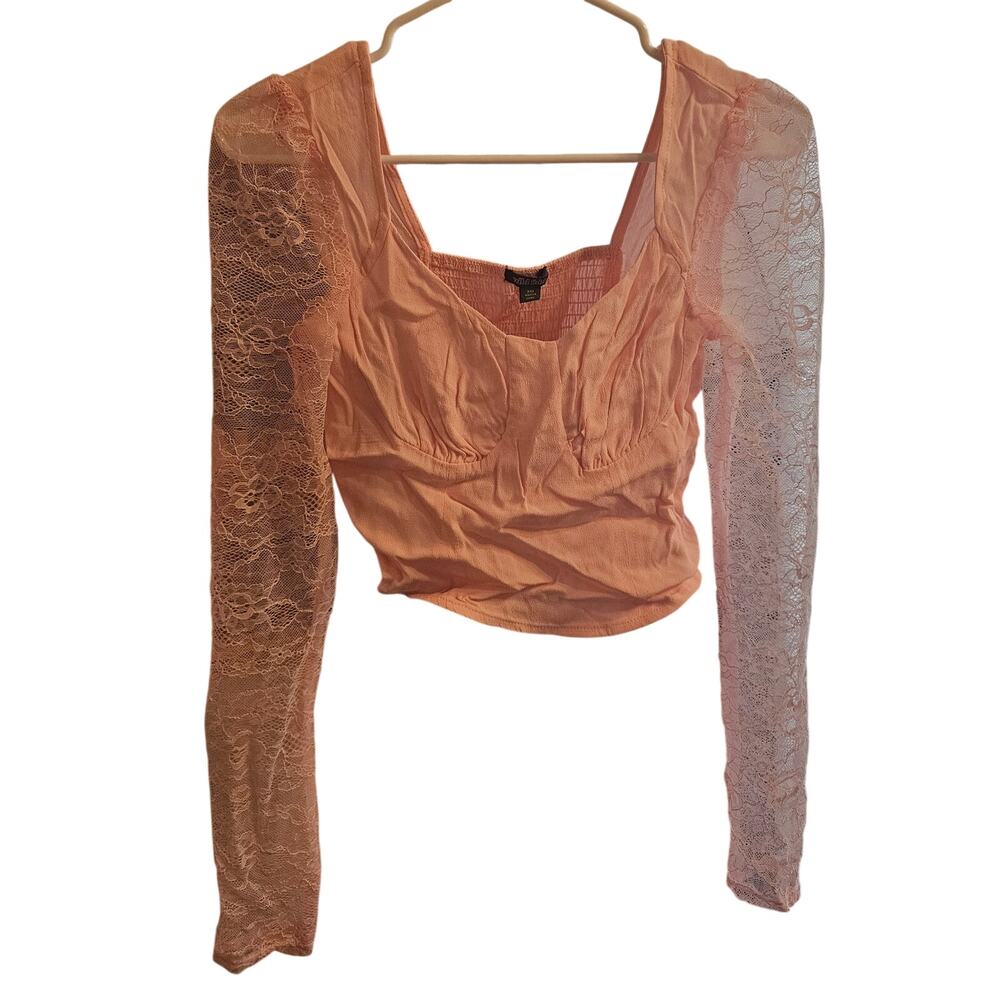 Wild Fable XXS Light Pink Lace Long Sleeve Crop Top NEW